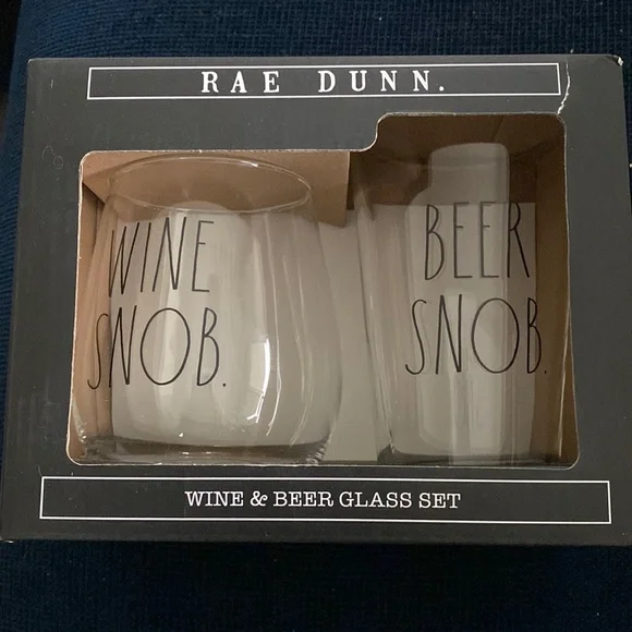 New in Box RAE DUNN wine and beer glass set - Picture 2 of 8